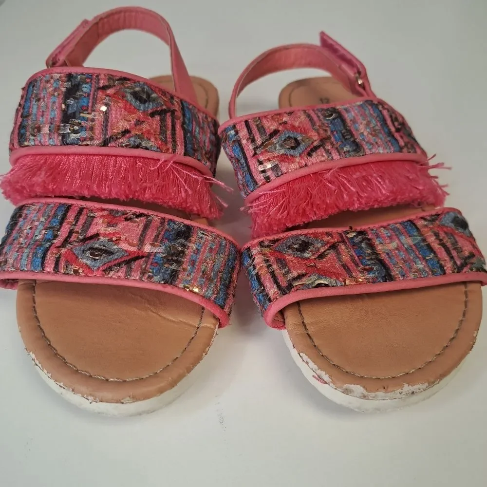 Boho Fringe Pink Girls Sandals